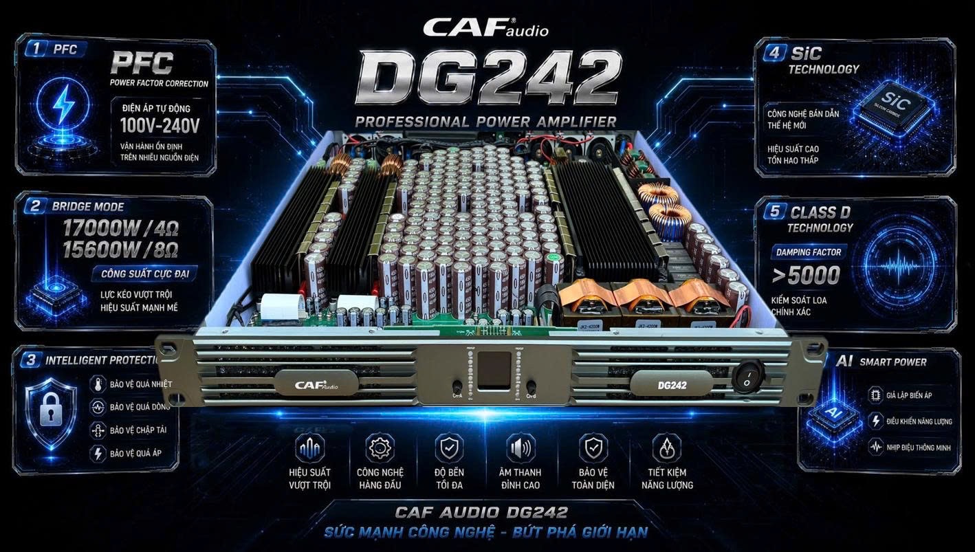 Công suất CAFAudio DG242 - 2 kênh Công suất CAFAudio DG242 - 2 kênh